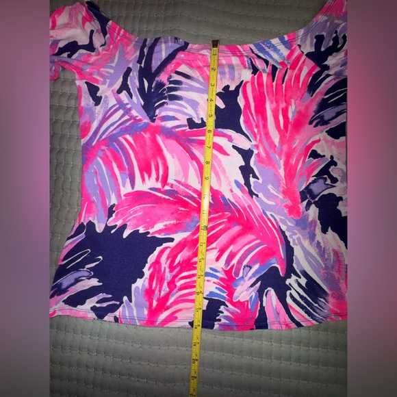 Lilly Pulitzer Audelia Off Shoulder True Blue Paradise Point Size Medium VGUC - Picture 5 of 9